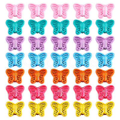 56Pcs 7 Colors Spray Painted Alloy Beads FIND-TA0002-99-1