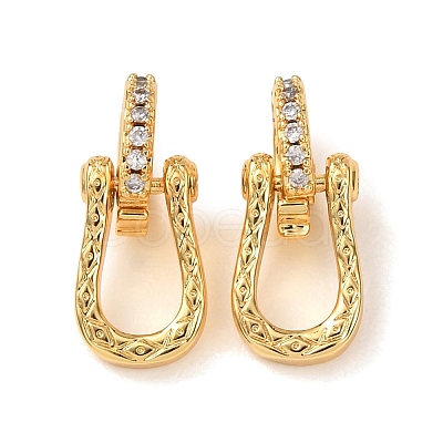 Brass Micro Pave Clear Cubic Zirconia Fold Over Clasps KK-D259-11G-1
