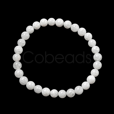 Natural White Jade Round Beaded Stretch Bracelets BJEW-F202-06-01-1