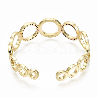 Brass Micro Pave Clear Cubic Zirconia Cuff Bangles BJEW-S142-016-NF-1