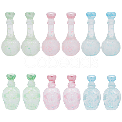 Olycraft 48Pcs 6 Styles Dummy Bottle Transparent Resin Cabochon RESI-OC0001-49-1