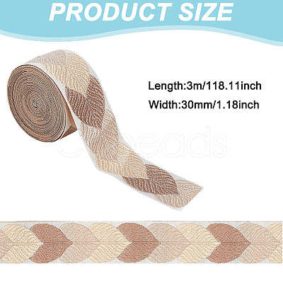 Polyester Jacquard Leaf Ribbon for Garment Accessories OCOR-WH0097-23D-1