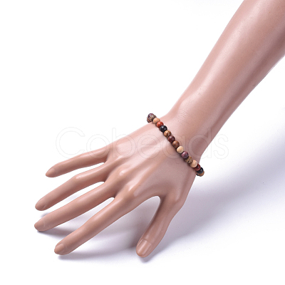 Wood Beads Stretch Bracelets BJEW-JB05050-01-1