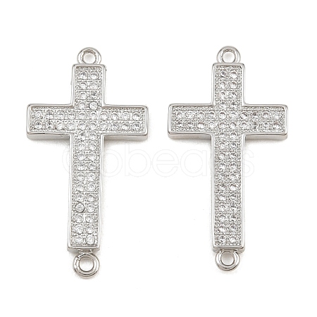 Brass Micro Pave Clear Cubic Zirconia Connector Charms CU-CBADC6C-07P-1