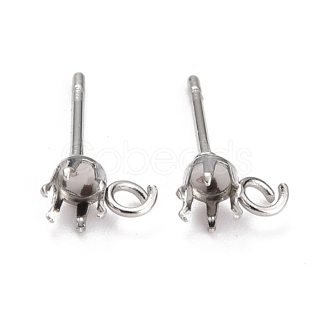 Non-Tarnish 304 Stainless Steel Stud Earring Settings STAS-B004-02P-B-1