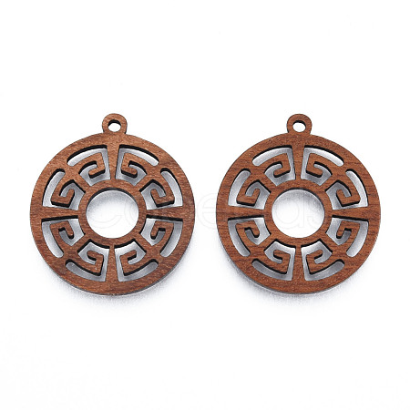 Chinese Style Natural Walnut Wood Pendants WOOD-N011-014-1