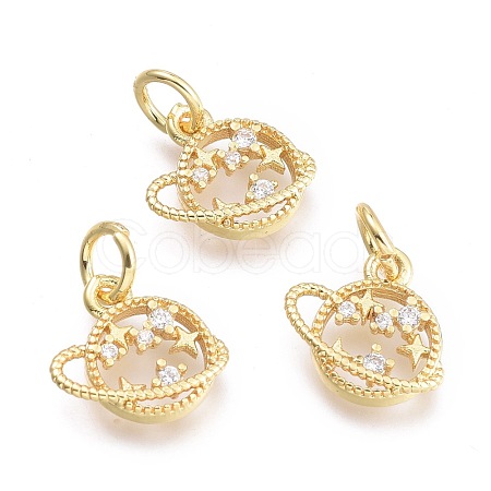 Brass Micro Pave Cubic Zirconia Pendants KK-P187-06G-1