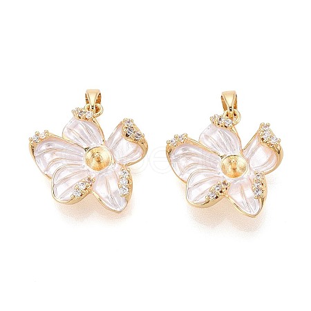 Spray Painted Brass Pave Cubic Zirconia Peg Bails KK-T072-29G-1