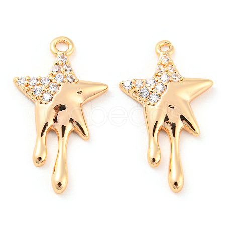 Brass Micro Pave Cubic Zirconia Pendants KK-E090-33G-1