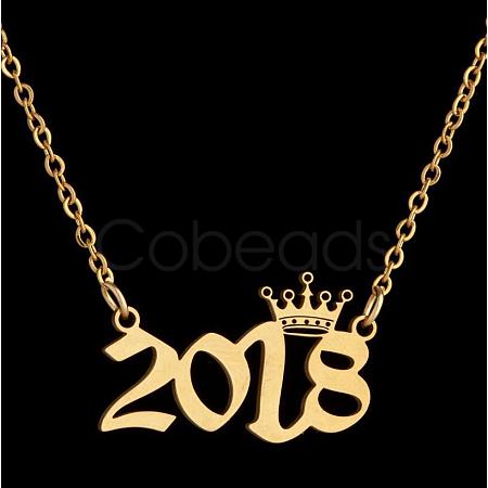 Crown Birth Year 201 Stainless Steel Pendant Necklaces for Women FS-WG4E8F2-39-1