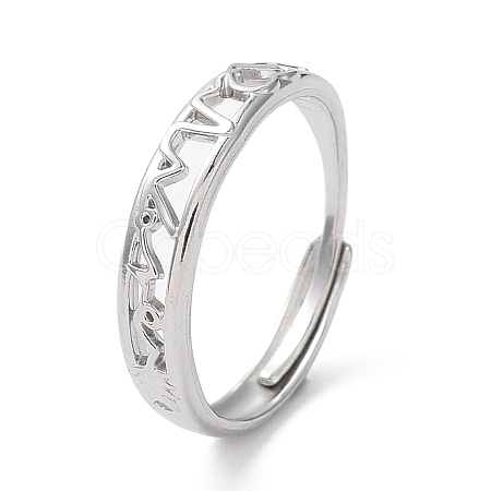Non-Tarnish 304 Stainless Steel Hollow Heart Beat Adjustable Rings RJEW-D006-14P-1