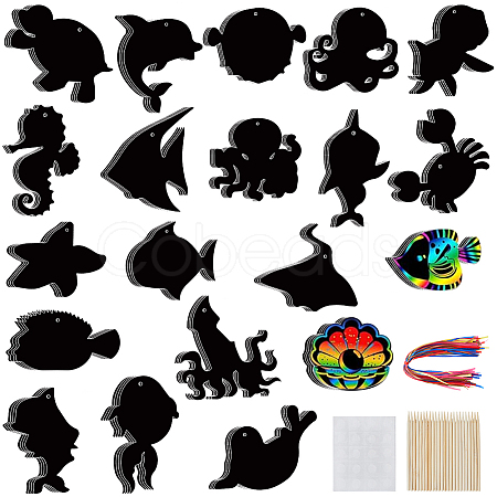 Rainbow Scratch Paper Art Pendant Decoration Kits DIY-WH20013-21B-1