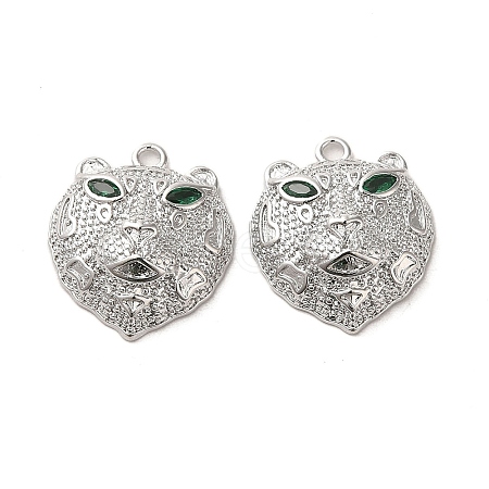 Brass Micro Pave Green Cubic Zirconia Pendants KK-G481-08P-1