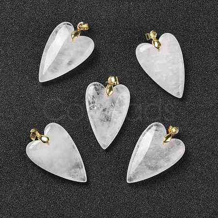 Natural Quartz Crystal Pendants X-G-E570-01G-12-1