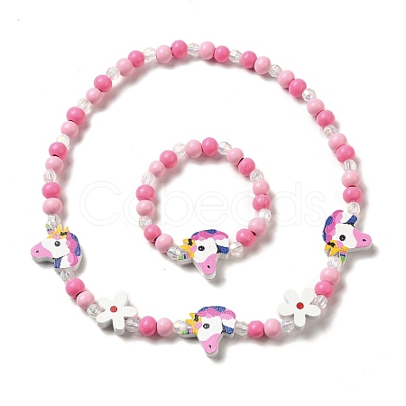 Maple Wood & Acrylic Jewelry Set SJEW-C003-02S-1