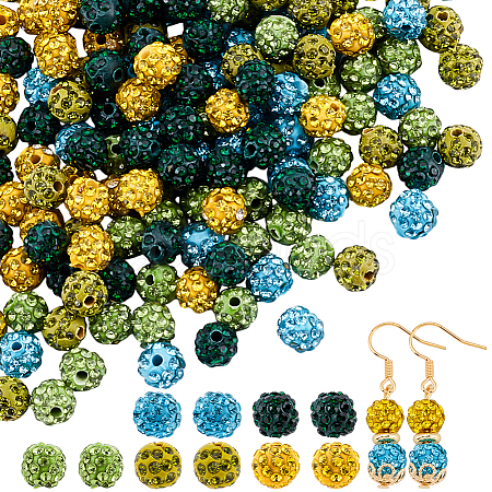 150Pcs 5 Colors Rhinestone Pave Disco Ball Beads RB-UN0001-16-1