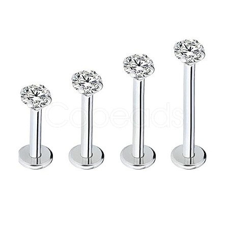 316 Surgical Stainless Steel Clear Cubic Zirconia Threadless Labret Stud WG700A9-15-1