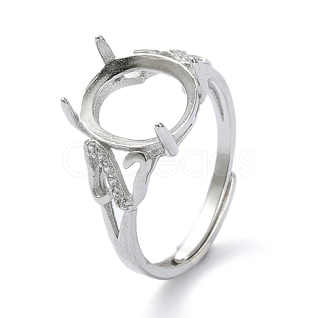 Adjustable 925 Sterling Silver 4 Prongs Ring Settings STER-K179-06P-1