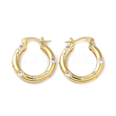 Cubic Zirconia Hoop Earrings EJEW-Z019-23B-G-1
