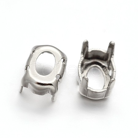 Oval Brass Sew on Prong Settings KK-N0084-A09-6x8-1