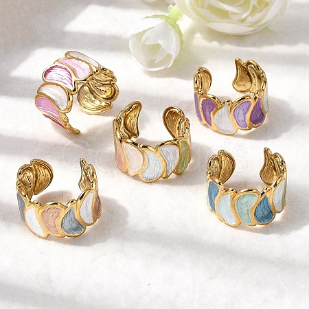 304 Stainless Steel Enamel Open Cuff Rings RJEW-L335-02B-G-1