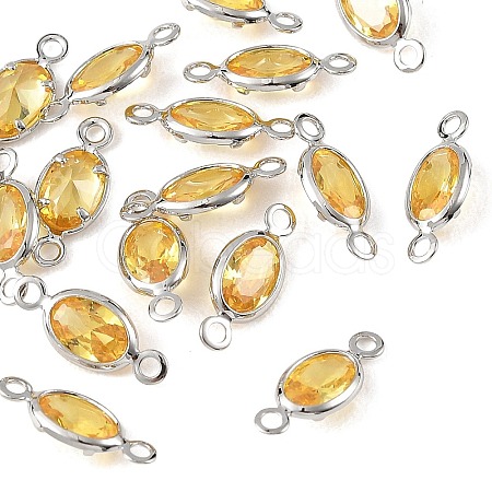 SHEGRACE Brass Pave Cubic Zirconia Oval Connector Charms XGRQ2O407-439C-P-1