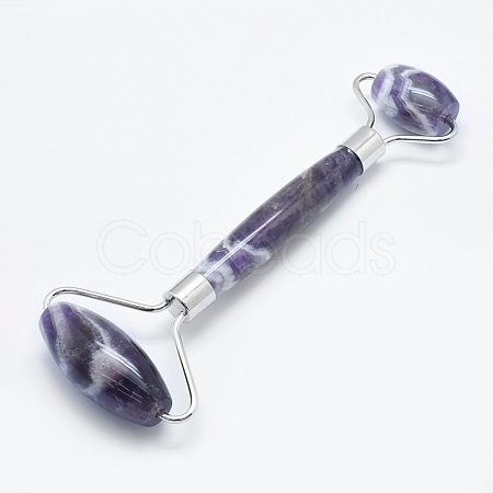 Natural Amethyst Brass Face Massager MRMJ-G008-08P-1