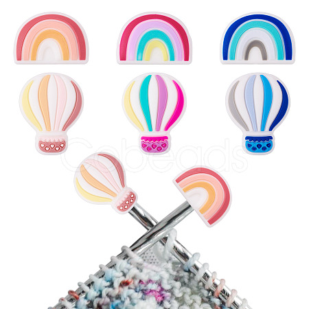 6Pcs 6 Styles Silicone Knitting Needle Cap Protector SIL-TA0002-40-1