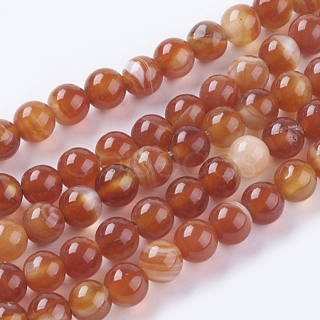 Natural Striped Agate/Banded Agate Beads Strands G-G591-6mm-03-1