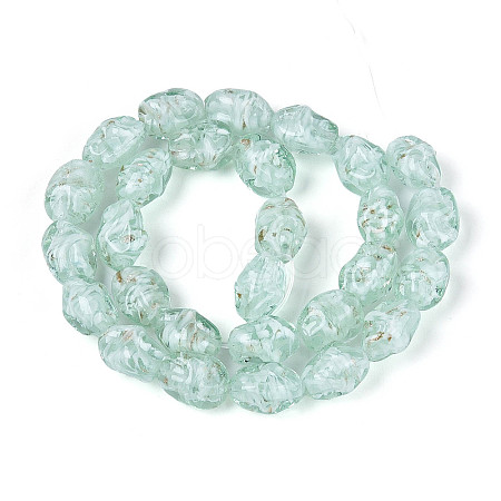 Handmade Lampwork & Glitter Powder Beads Strands LAMP-T023-29E-1