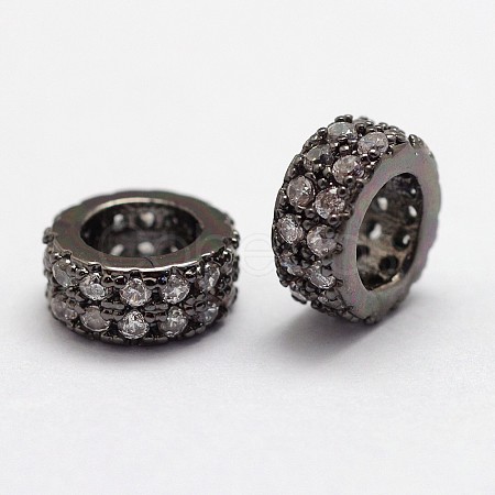 Brass Micro Pave Cubic Zirconia European Beads ZIRC-D113-31B-FF-1
