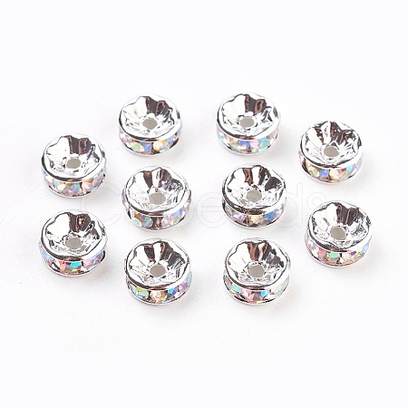 Brass Rhinestone Spacer Beads RB-A014-Z8mm-28S-NF-1