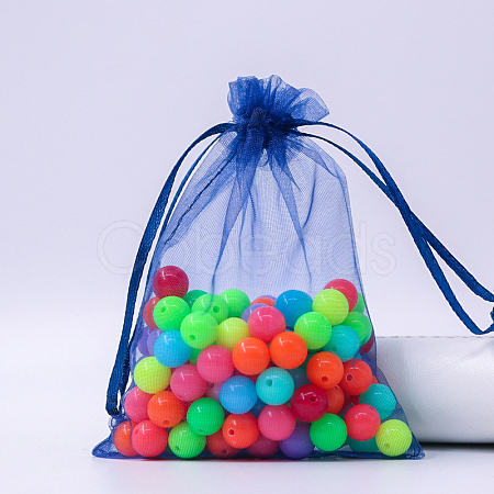 Rectangle Organza Drawstring Bags CON-PW0001-054A-03-1