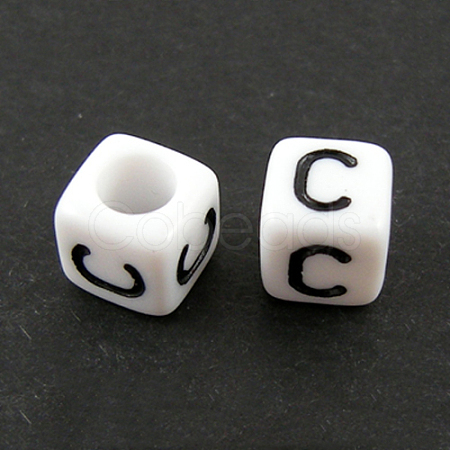 Letter Acrylic European Large Hole Beads OPDL-R050-10mm-C-1