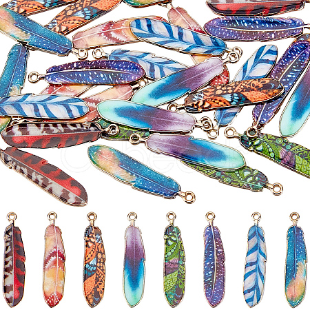 32Pcs 8 Colors Alloy Enamel Pendants FIND-GF0008-98-1