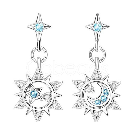 Brass Micro Pave Cubic Zirconia Stud Dangle Earrings for Women WGC617F-01-1