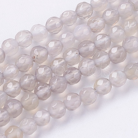 Natural Grey Agate Beads Strands X-G-G580-4mm-08-1