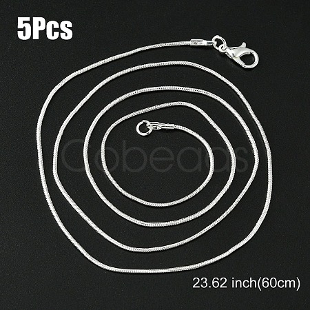 Brass Round Snake Chain Necklace with Lobster Claw Clasps MAK-YW0001-14E-1