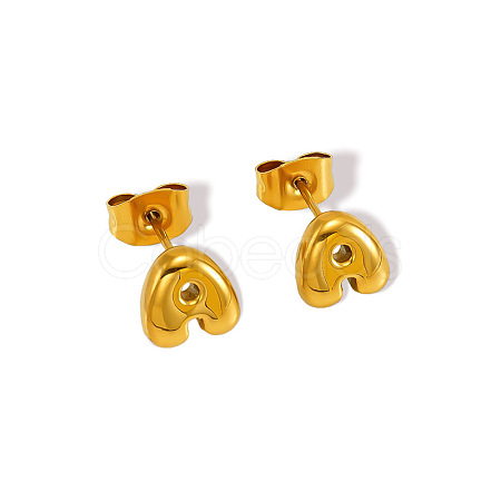 Chunk Letter 304 Stainless Steel Stud Earrings for Women LS-EJEW-G386-01A-G-1