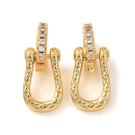 Brass Micro Pave Clear Cubic Zirconia Fold Over Clasps KK-D259-11G-1