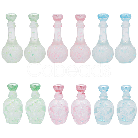 Olycraft 48Pcs 6 Styles Dummy Bottle Transparent Resin Cabochon RESI-OC0001-49-1