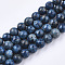 Assembled Natural Bronzite and Synthetic Turquoise Beads Strands, Dyed, Round, Steel Blue, 8~8.5mm, Hole: 1mm, about 50~51pcs/strand, 16.1 inch