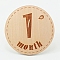 Basswood Milestone Cards, with Word, Flat Round with 1 Month, BurlyWood, 100x3mm, 12pcs/set