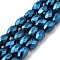 Electroplated Strong Magnetic Synthetic Hematite Beads Strands, Long-Lasting Plated, Faceted Oval, Blue Plated, 7~8x5~5.5mm, Hole: 1.4mm, about 50pcs/strand, 15.35''(39cm)