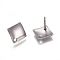 Tarnish Resistant 304 Stainless Steel Stud Earring Findings, Rhombus, Stainless Steel Color, 13.5x13.5x2mm, Side Length: 10x10mm, Hole: 1.5mm, Pin: 0.8mm