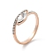 Ion Plating(IP) 304 Stainless Steel Rhinestone Cuff Rings, Horse Eye, Rose Gold, US Size 8(18.1mm)