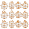 Beebeecraft 14Pcs Natural Cultured Freshwater Pearl Round Charms, with Real 18K Gold Plated Eco-Friendly Copper Wire Wrapped, Linen, 15x11.5mm, Hole: 3mm