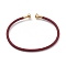 Braided Carbon Steel Wire Bracelet Making, with Golden Plated Brass End Caps, Dark Red, 0.25cm, Inner Diameter: 2-3/8 inch(6.1cm)