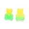 Gradient Color Opaque Resin Cabochons, with Glitter Powder Bear, Lime, 20.5x15x6.5mm