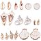 Electroplate Shell Pendant Sets, with Conch Shell & Cowrie Shell & Capiz Shell & Sea Shell & Spiral Shell Pendants and Iron/Brass Loops, Seashell Color, 82x82x27mm, 20pcs/box